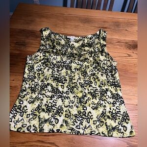 St. John Chic Leopard Silk Blend Print Tank Top - Green and Black Size Medium